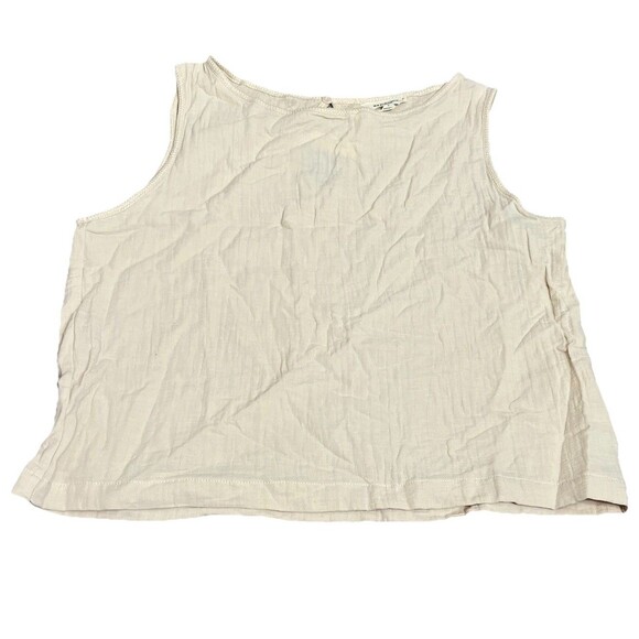 MAX STUDIO London Sleeveless Cotton Linen Tank Top braided Cream NWT $198 Large - Picture 1 of 9